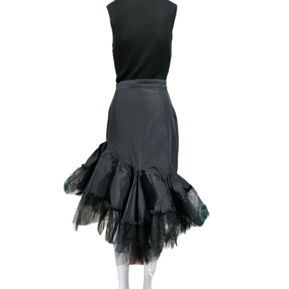 NWT Sandra Mansour x H&M Asymmetric Ruffle Tulle Flounce Skirt Black Womens Sz 2 - Picture 4 of 15